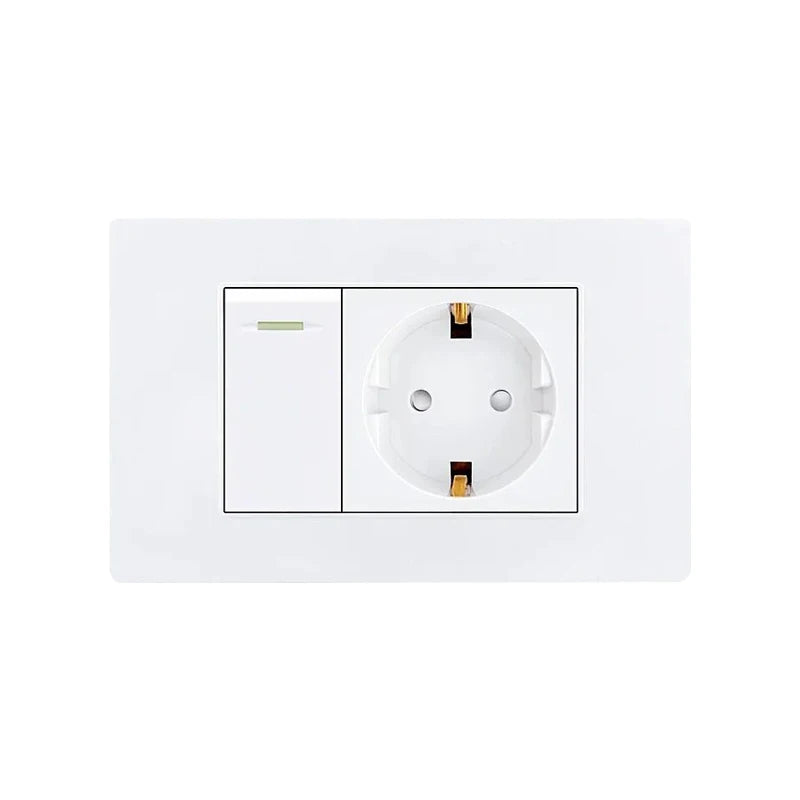 EU Korea Power Plug with 16A Usb Wall Socket,Electric 2Way Light Switch Panel,Universal USB Type-C 20W Fast Charging Outlet 220V