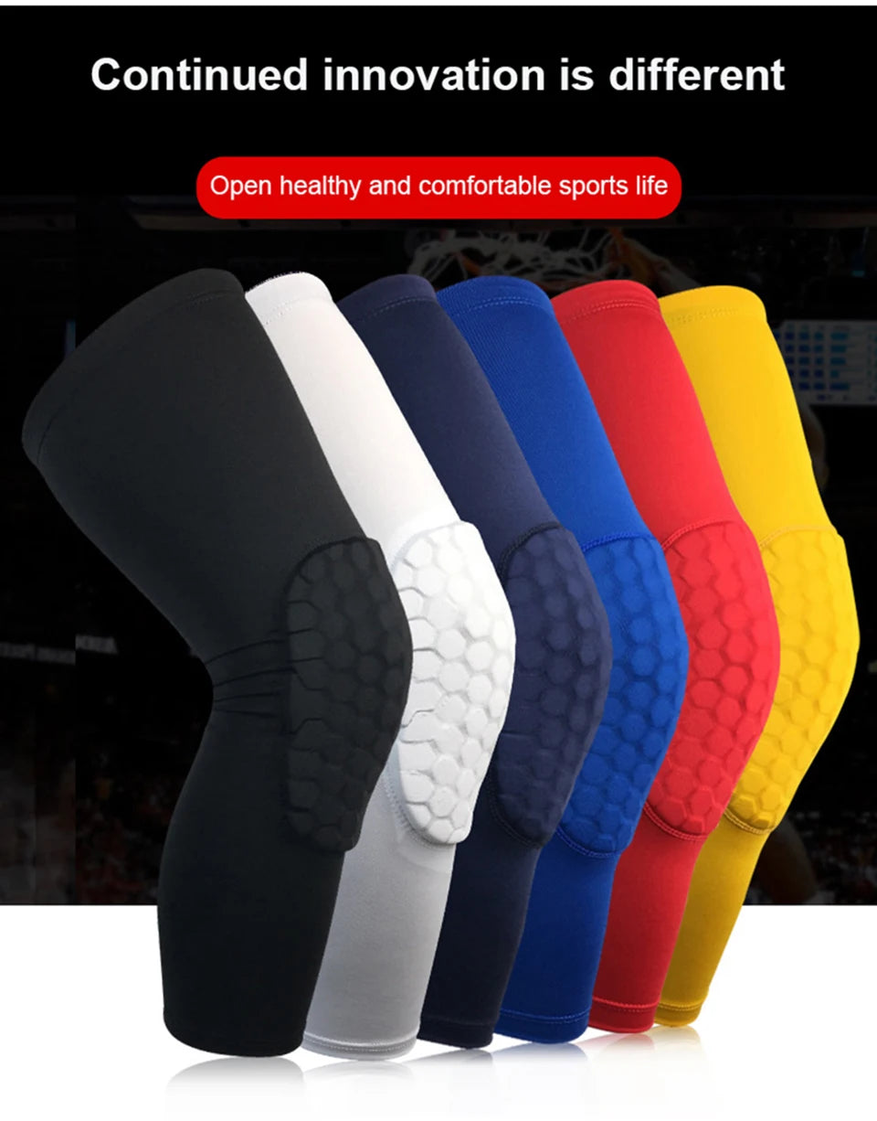 1PC Honeycomb Basketball Knee Pads Sport Volleyball Football Safety Training Knee Support Protector Brace Compression Leg Sleeve