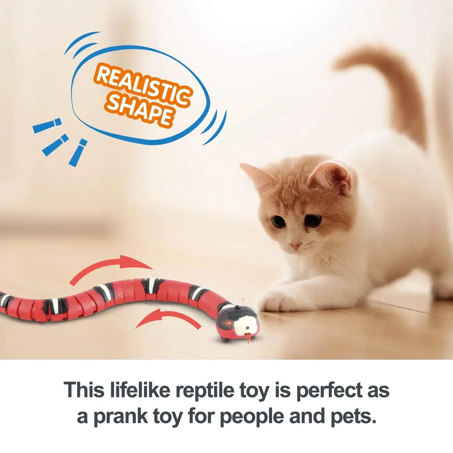 Smart Sensing Cat Toys Interactive Automatic Electronic Snake Cat Teaser Indoor Play Kitten Toy USB Rechargeable for Cats Kitten