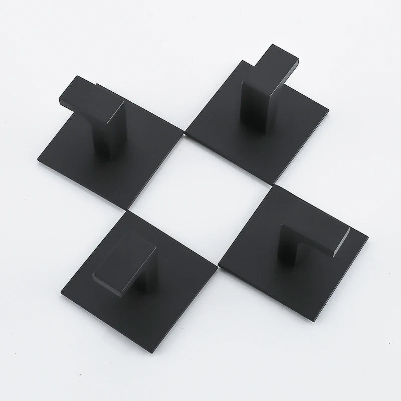 Black Self-Adhesive Closet Organization Wall Hooks