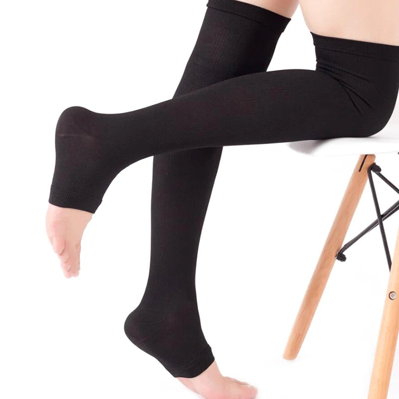 Open Toe Knee-High Compression Stockings | Varicose Veins Support