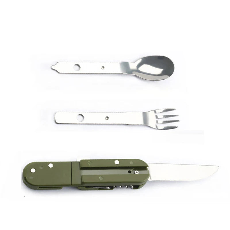 Camping Cutlery Stainless Steel  Folding Knife Fork Spoon Portable Outdoor Tableware Camping Equipment