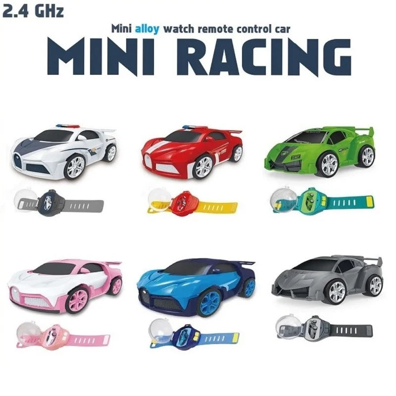 Children Cartoon Mini RC Remote Control Car Watch Toys Electric Wrist Rechargeable Wrist Racing Cars Watch For Boys Girls Gift