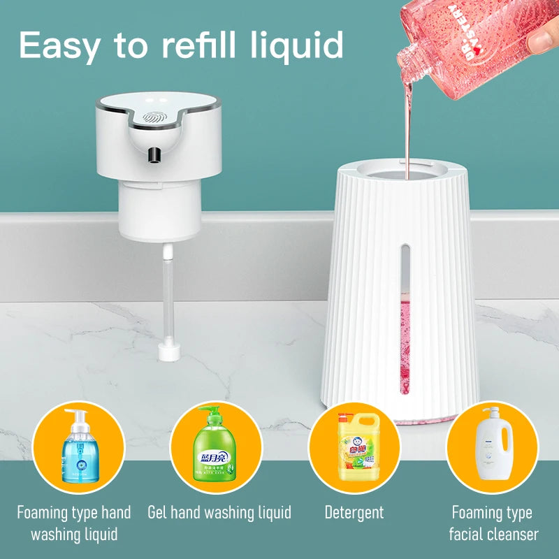 400ml Automatic Foam Soap Dispensers Bathroom Smart Washing Hand Machine with USB Charging White High Quality ABS Material