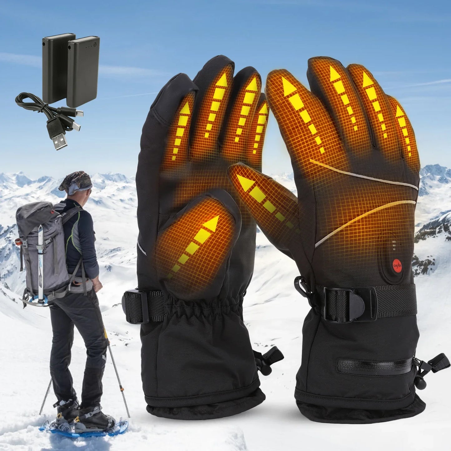 Electric Heated Gloves – Touchscreen, Waterproof & Rechargeable | For Hiking, Biking, Skiing & More