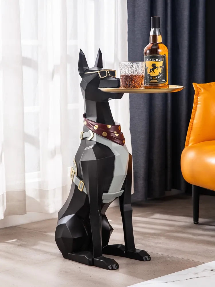Doberman Dog Statue Tray - Modern Living Room Decor