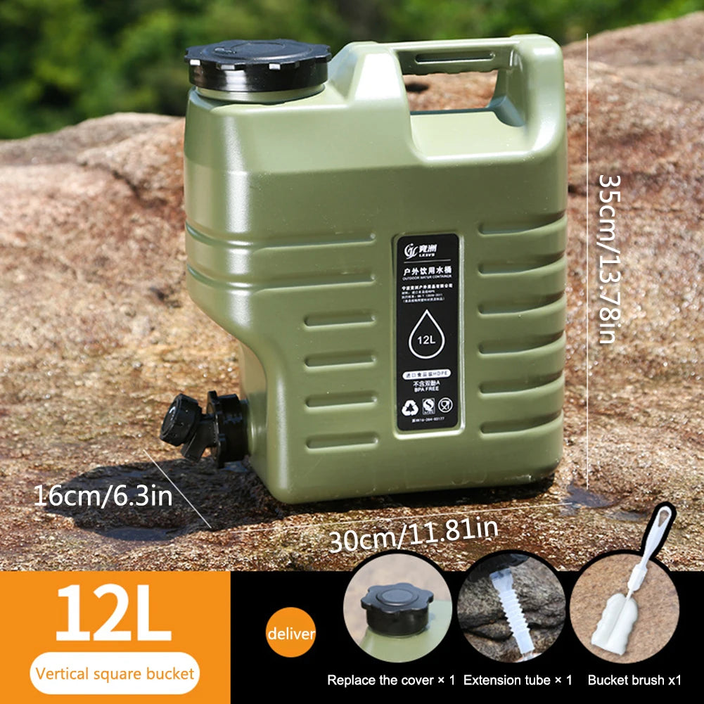 12L Camping Water Container Large Capacity Outdoor Water Bucket Portable Car Water Tank with Faucet for Camping Cooking Picnic