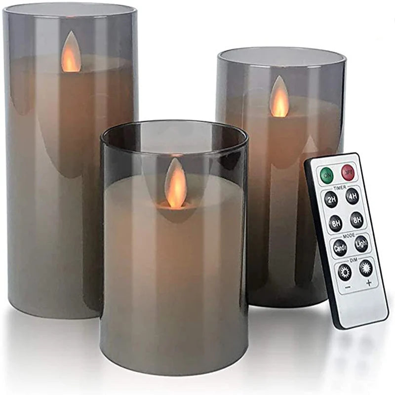 LED Glass Candle Set - Remote-Controlled & Timed