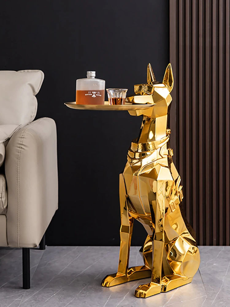 Doberman Dog Statue Tray - Modern Living Room Decor