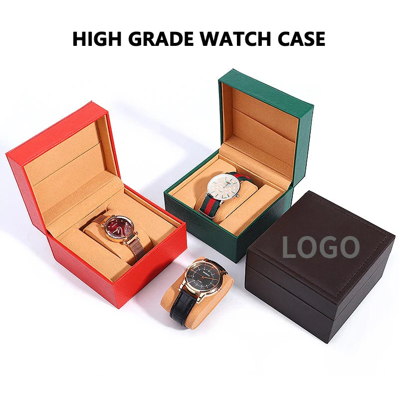 Free Customized Logo PU Flip Watch Case