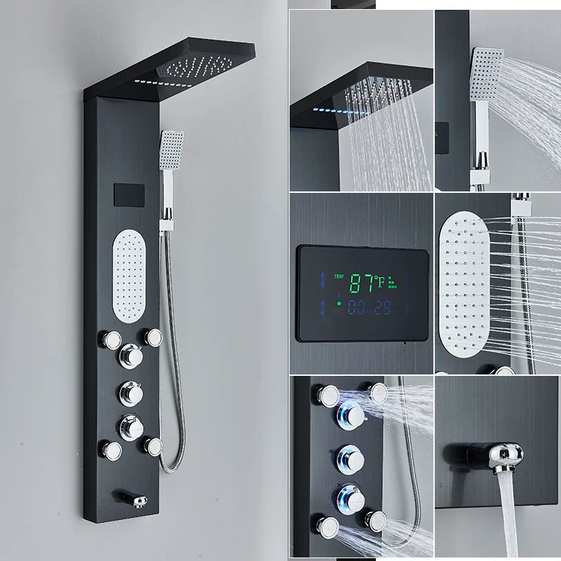 Shinesia Luxury Black LED Shower Panel System