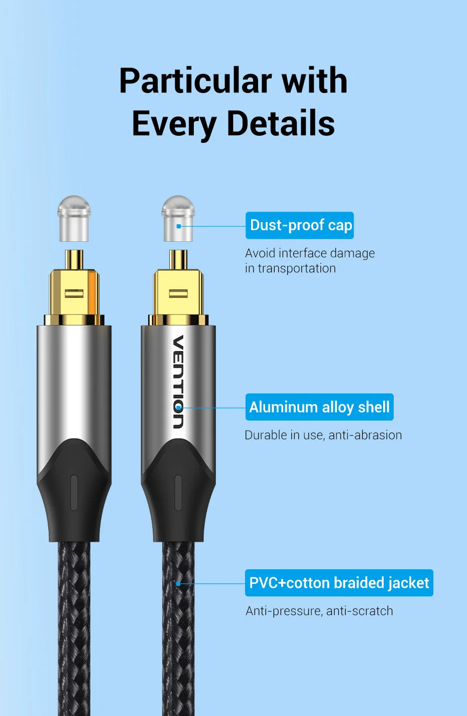 Vention Digital Optical Audio Cable - Toslink SPDIF Coaxial Cable