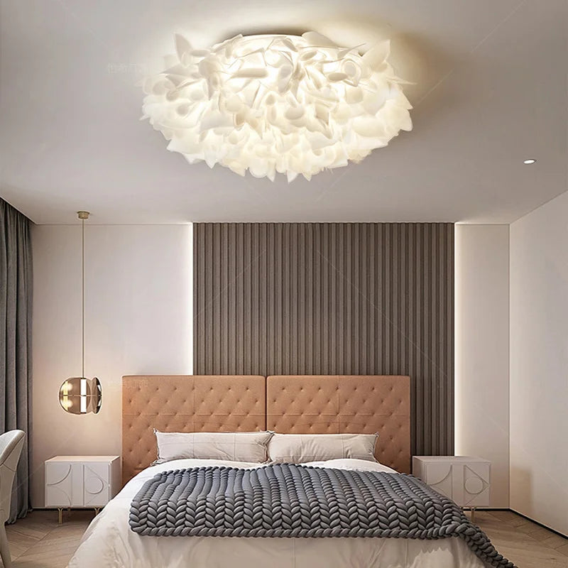 Romantic White Flower LED Ceiling Light - Dimmable Home Décor