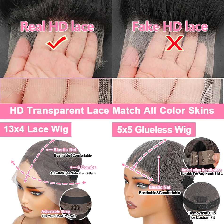 220 Density 13x4 Bone Straight HD Lace Front Wig Pre Plucked 30 Inch Brazilian 360 Full Lace Frontal Human Hair Wigs For Women
