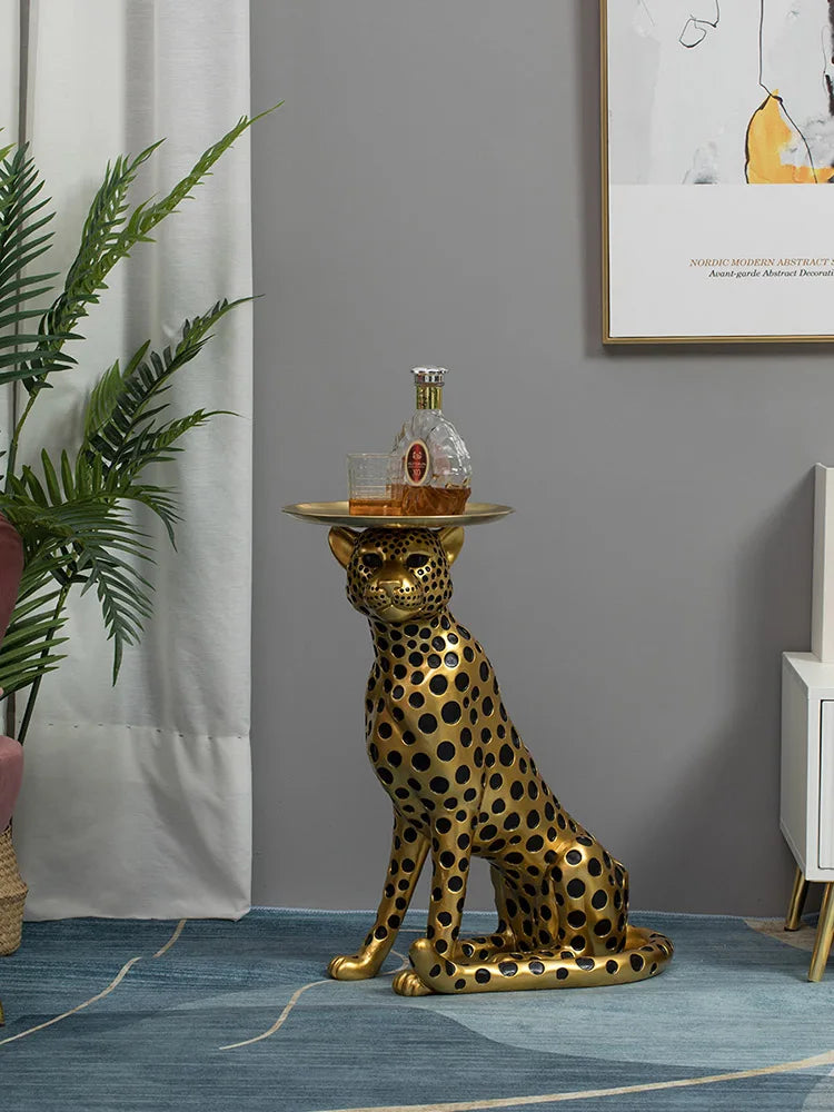 Large Floor Money Leopard Sculptures Living Room Decorations Leopard Home Decor Porch Tray Decorative Statues Housewarming Gifts