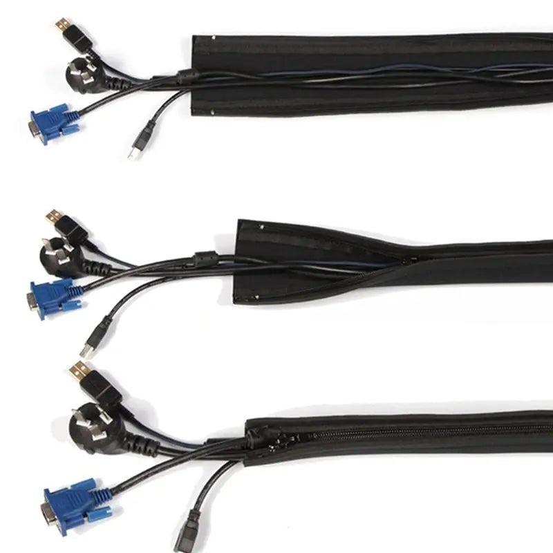 Black Zipper Cable Organizer Sleeve