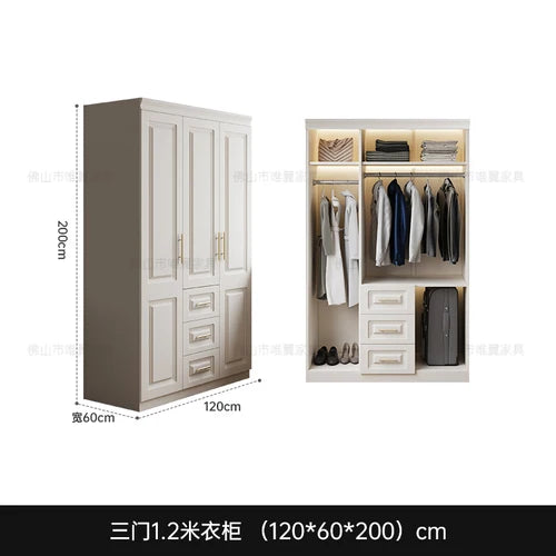 Nordic Style Full-Size Wooden Wardrobe - Smart Storage Solution