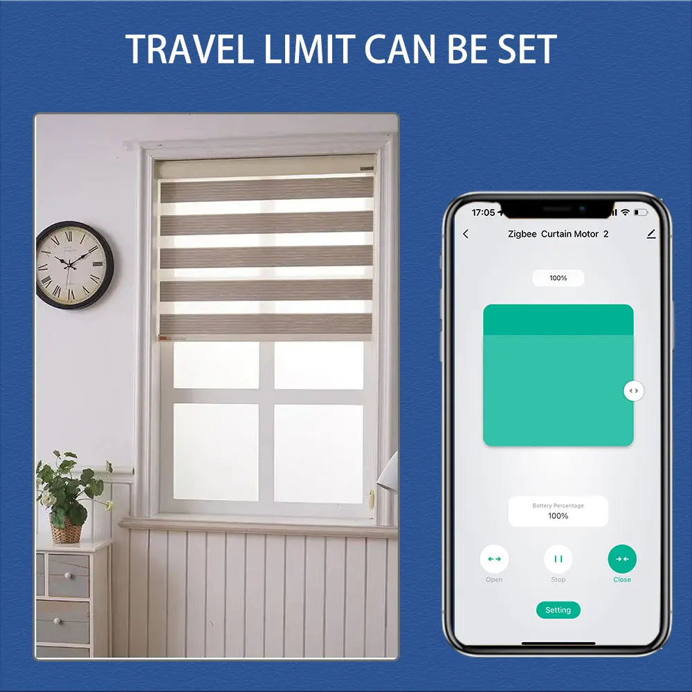 Tuya Zigbee Wifi Battery Powered Smart Curtains Motor Roller Blinds Automatic Wire Free Tubular Blinds For 37 38mm Aluminum Tube