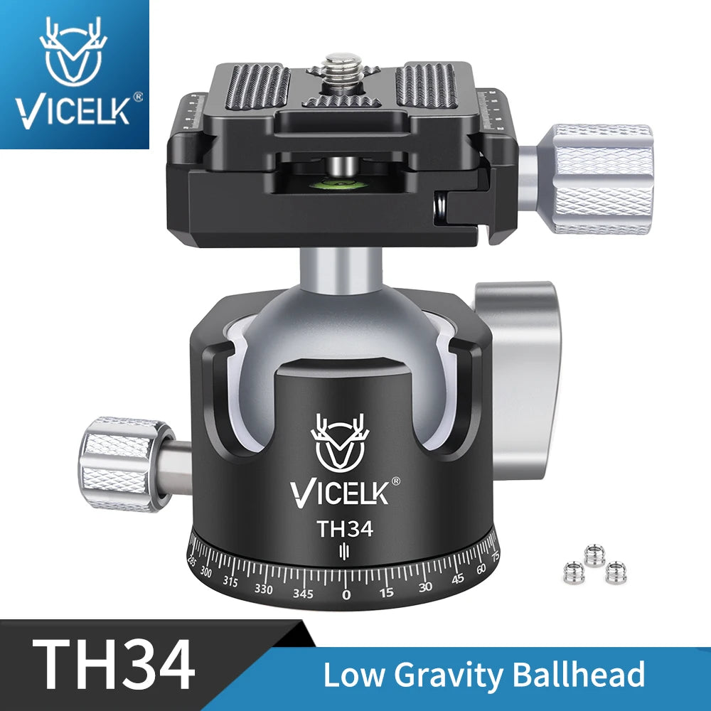 VICELK TH28/TH34 Professional Tripod Ball Head with Maximum Load of 15kg