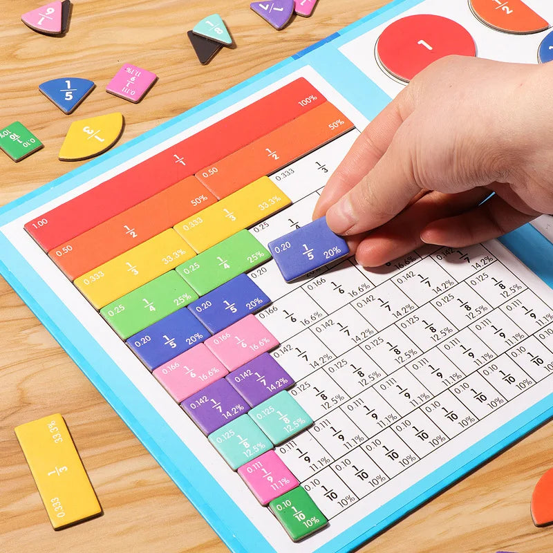 Magnetic Fraction Learning Math Toy Montessori Arithmetic Teaching Aids Wooden Book Educational Toys For Children Christmas Gift