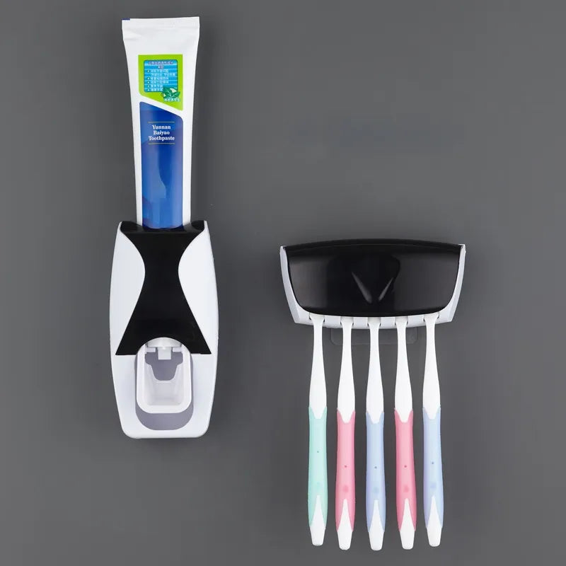 Automatic Toothpaste Dispenser & Toothbrush Holder Combo