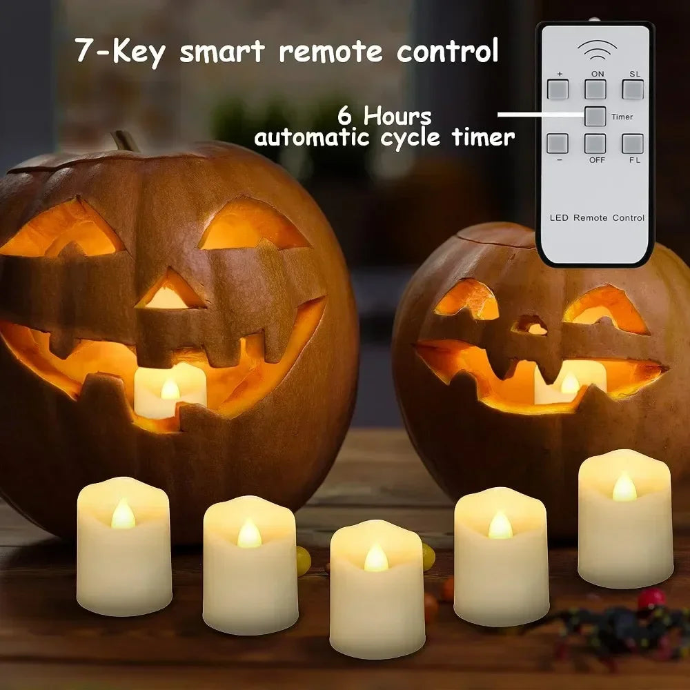 6/18Pc Yeahmart's Rechargeable Tea Lights Candles with a USB Charging Cable