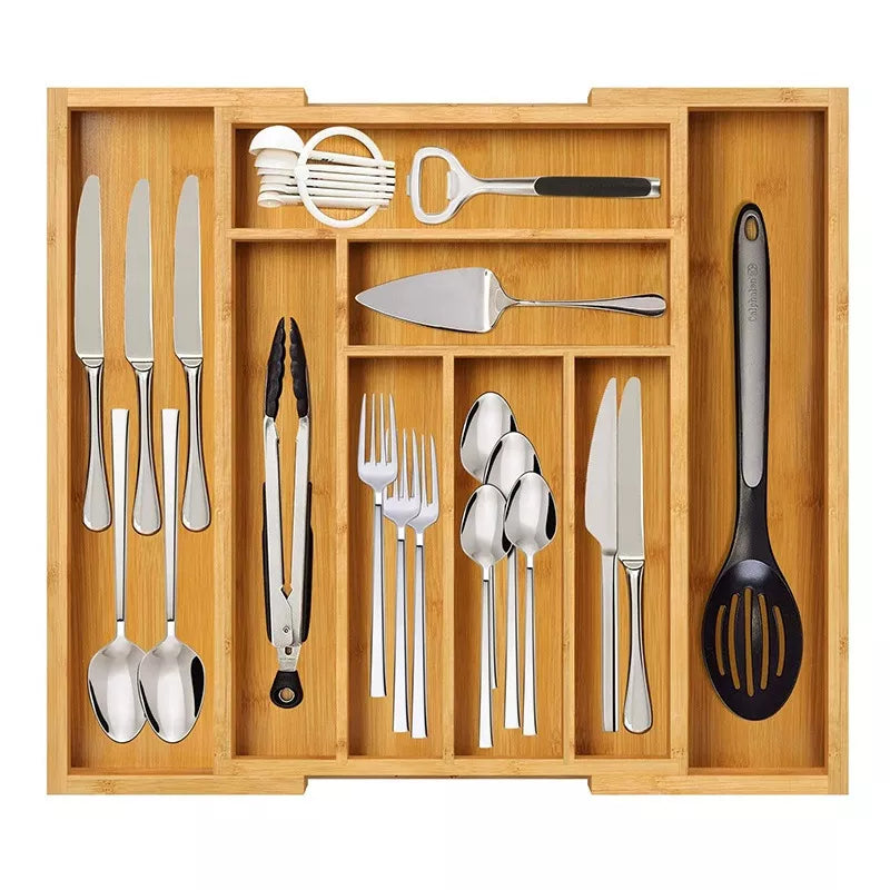 Bamboo Expandable Cutlery Drawer Organizer