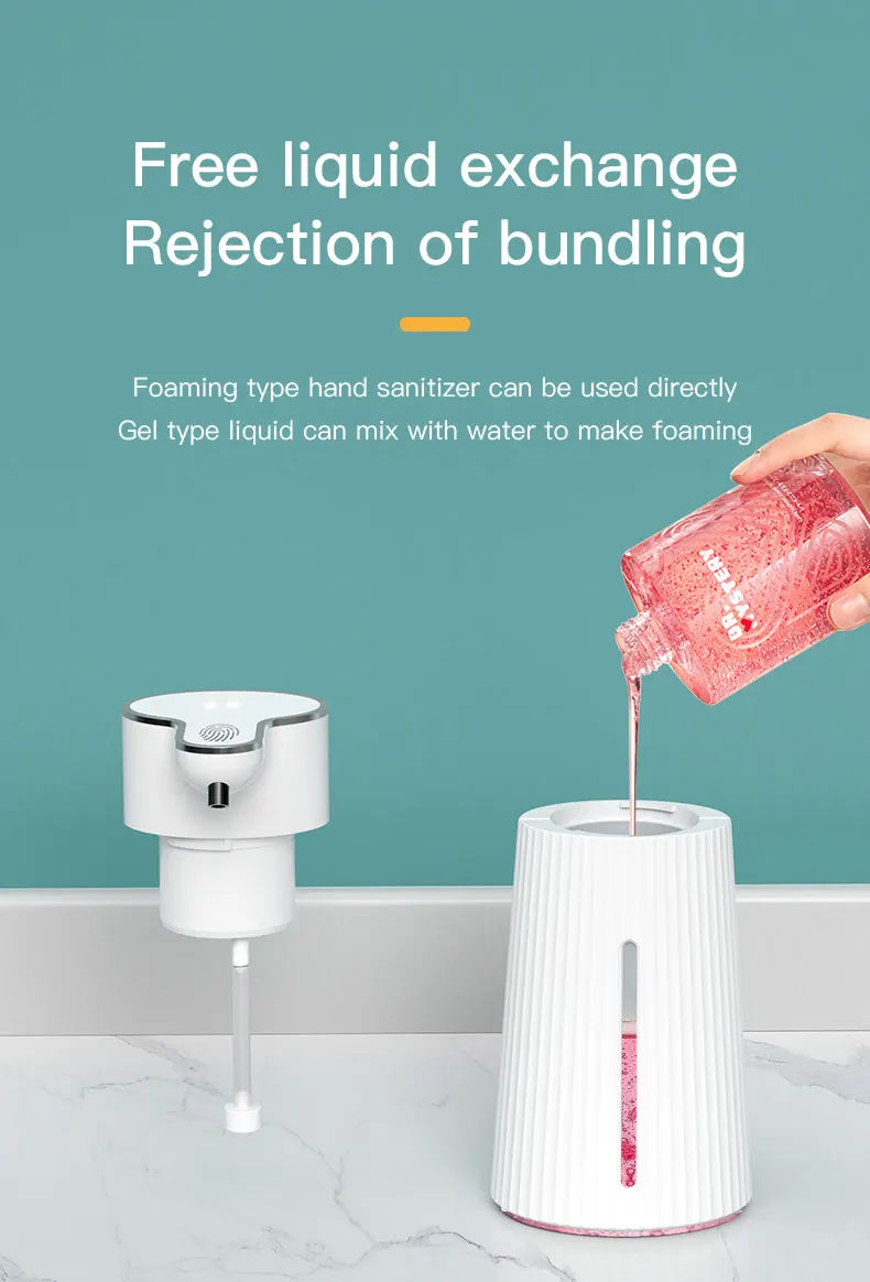 400ml Automatic Foam Soap Dispensers Bathroom Smart Washing Hand Machine with USB Charging White High Quality ABS Material