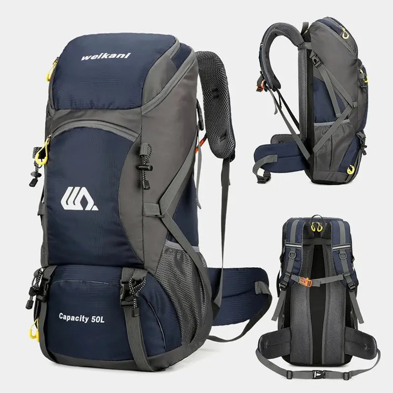 50L waterproof quality nylon large capacity camping hiking backpack