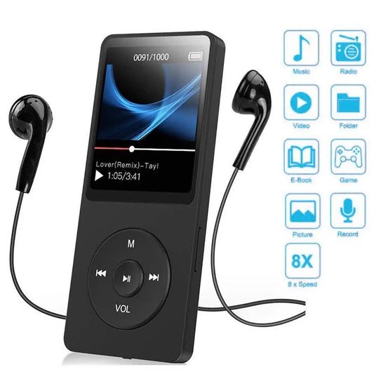 Portable MP3 Player Digital Display Screen Support 128GB Bluetooth MP4/MP3 Lossless Music Player FM Radio Walkman Recorder Sport