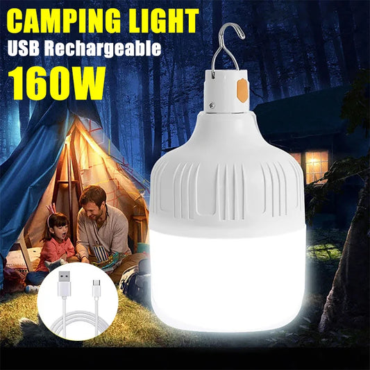 160W USB Rechargeable LED Emergency Lights 5 Lighting Modes Tent Lantern with Hooks Portable Outdoors Camping Fishing Lamps