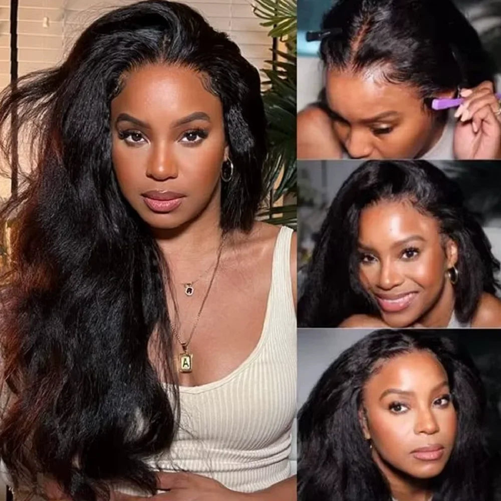 Kinky Curly 100 Human Hair Wigs 13x6 Half Kinky Straight Hd Lace Front Wig Frontal Raw Closure Multi parting Vietnamese Melt Ski