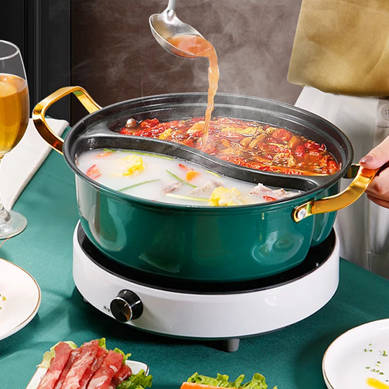 Stainless Steel Double-Flavor Hot Pot with Lid