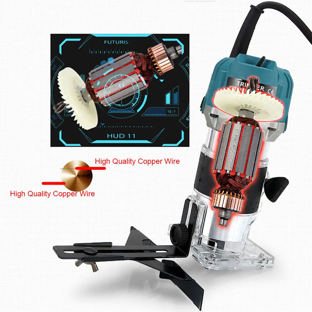 800w 30000rpm Manual Wood Router Woodworking  Electric Trimmer With Milling Cutter Machines Power Carpentry Tool Combo Kit