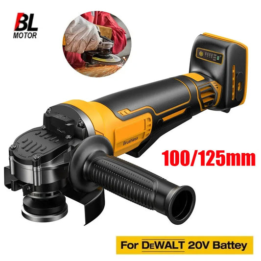 100/125mm 4 Gears Cordless Brushless Angle Grinder Fit for Dewalt 18V 20V Battery - for Grinding Cutting Woodworking