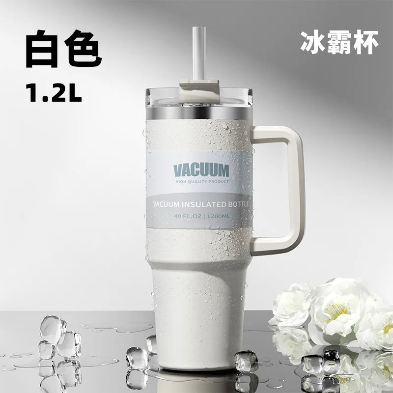 40oz Stainless Steel Tumbler with Handle & Flip Straw Lid – Hydration That Moves With You