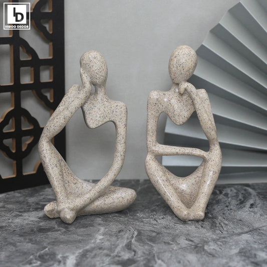 Sand-Colored Abstract Thinker Statue - Nordic Home Decor