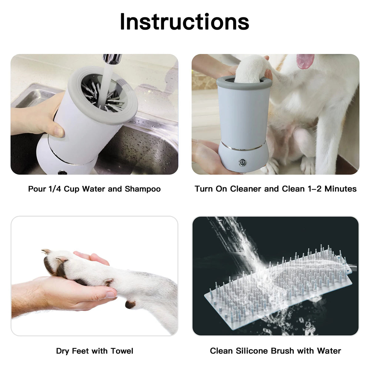 Electric Dog Paw Cleaner Automatic Pet Foot Washer Portable Paw Clean Cup Rechargeable Dog Paw Cleaner With Silicone Brushes