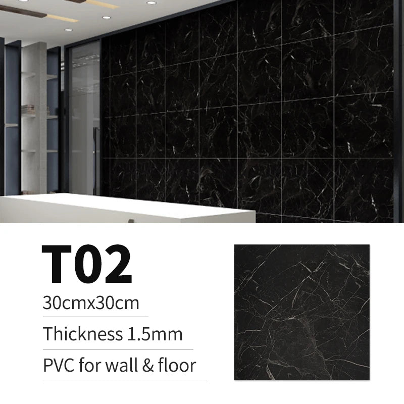 20/pcs of PVC Imitation Marble Floor Stickers Self-adhesive Wall Stickers Waterproof Bathroom Decoration Decals 30*30cm