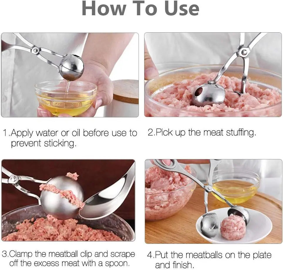 Big Meat Ball Maker Tool Stainless Steel Clip Round Rice Ball Shaper Spoon Meatball Making Mold Non Stick Stuffed Kitchen Gadget