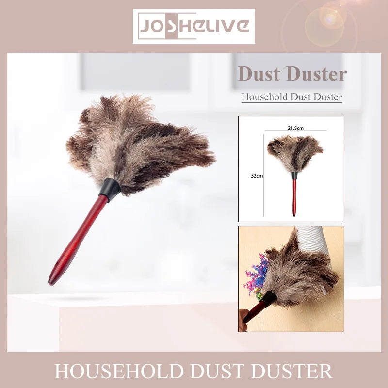 32cm Ostrich Natural Feather Duster Brush Wood Handle Anti-static Cleaning Tool Household Furniturer Car Dust Cleaner Tools