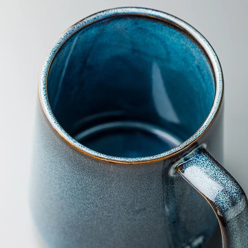 EWAYS 700ml Europe Retro Ceramic Mug with Spoon