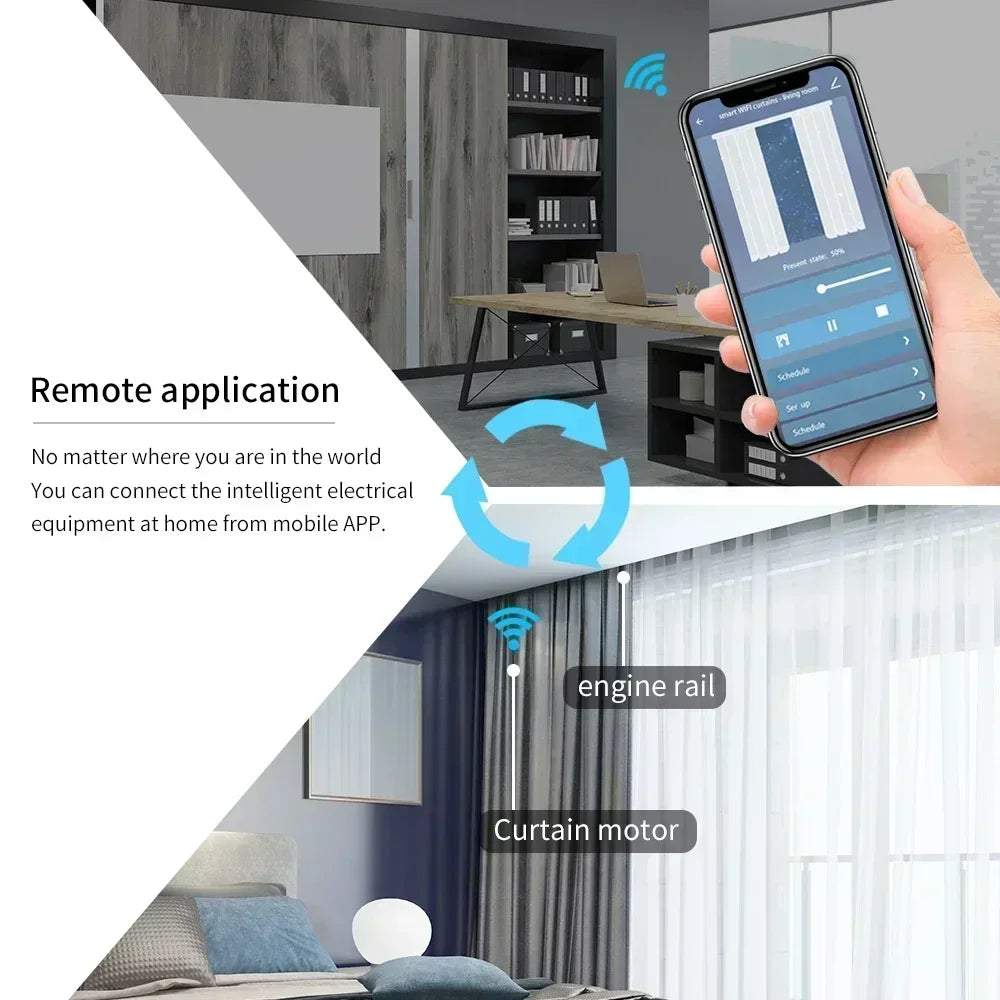 Tuya life WiFi/Zigbee Generation Shorter Smart Electric Curtain Motor Intelligent Support Voice Control Alexa Google Assistant