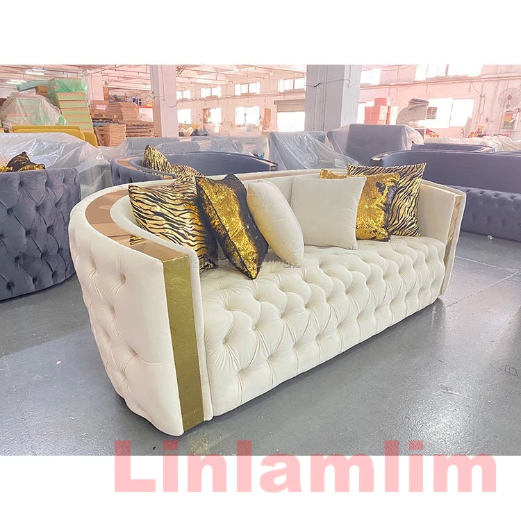 Italian Leather Elegance - Chesterfield Sectional Sofa Set