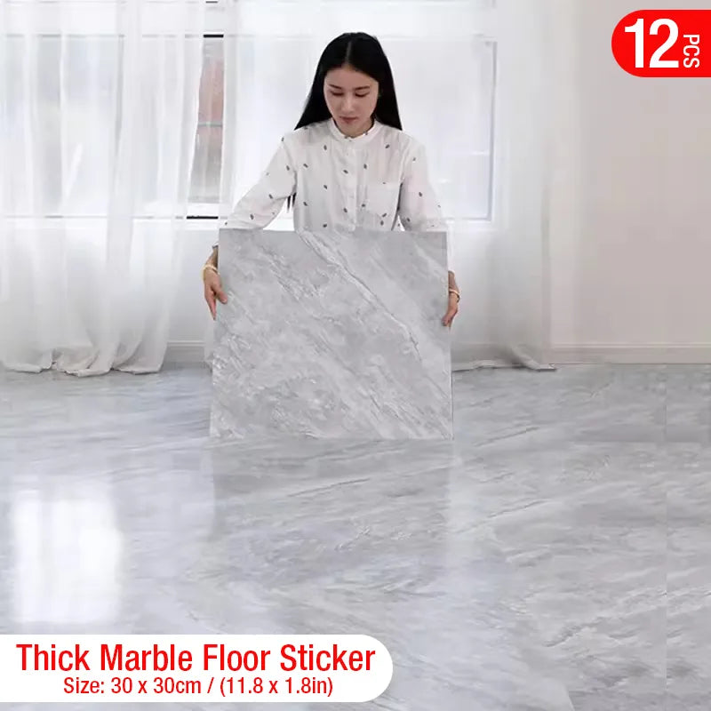 Simulated Marble Tile Floor Stickers - Waterproof Self-Adhesive