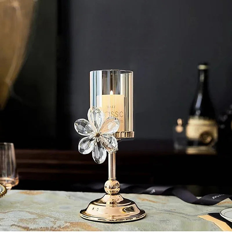 Light Luxury Crystal Petal Glass Candle Holder