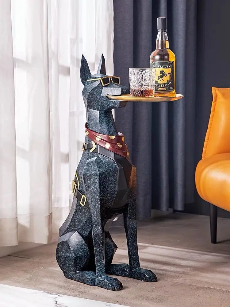 Doberman Dog Statue Tray - Modern Living Room Decor