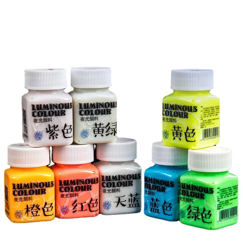 Fluorescent Glow‑in‑the‑Dark Acrylic Paint Set for Canvas, Décor & Neon Art