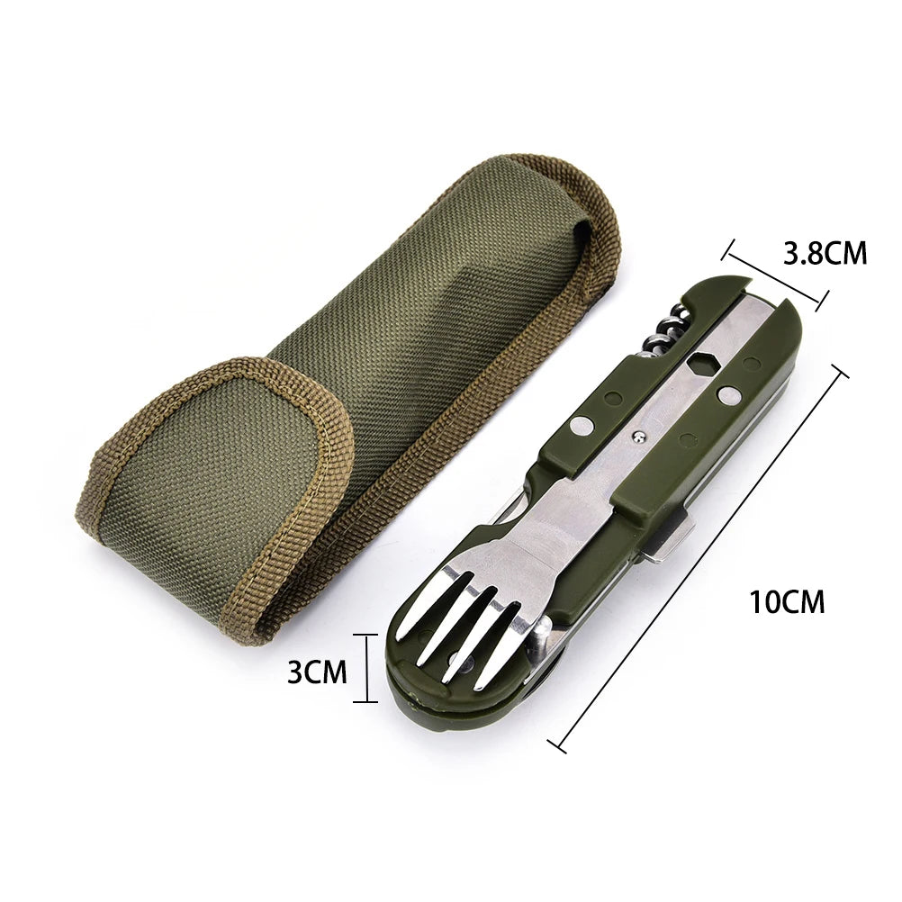 Camping Cutlery Stainless Steel  Folding Knife Fork Spoon Portable Outdoor Tableware Camping Equipment