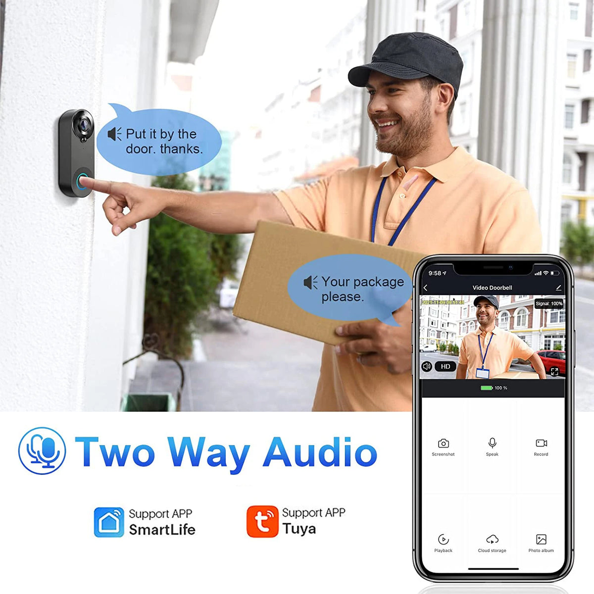 1080P Wireless WiFi Doorbell Video with Intercom